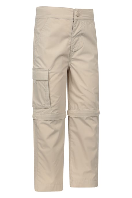 'Active' Kids Convertible Trousers Fade Resistant Outdoor Hiking Zip Off Pants Ecru - Image 2