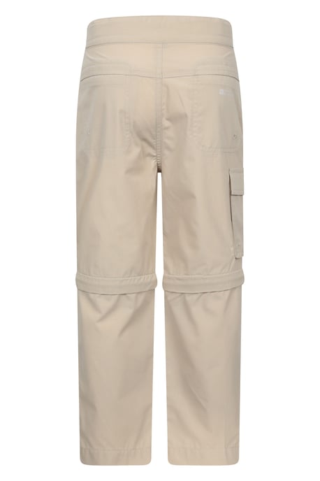 'Active' Kids Convertible Trousers Fade Resistant Outdoor Hiking Zip Off Pants Ecru - Image 3
