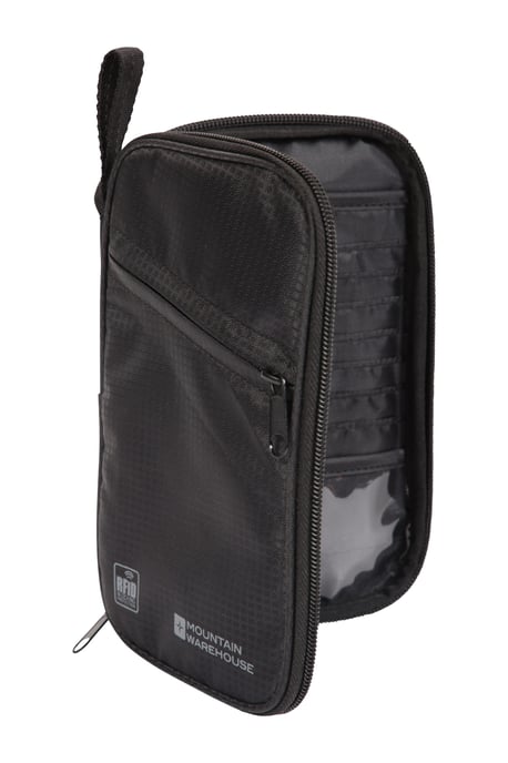 RFID Document Wallet Compact Travel Purse Lightweight Safe Slimline Card Holder Black - Image 3