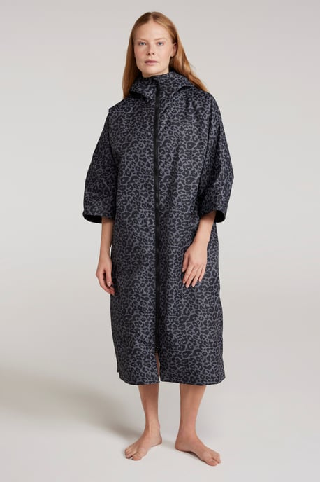 'Coastline' Women's Water Resistant Changing Robe Fleece Lined Hood Surf Poncho Multicolour - Image 2