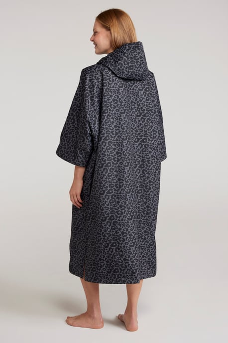 'Coastline' Women's Water Resistant Changing Robe Fleece Lined Hood Surf Poncho Multicolour - Image 3