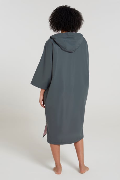'Coastline' Women's Water Resistant Changing Robe Fleece Lined Hood Surf Poncho Khaki - Image 2