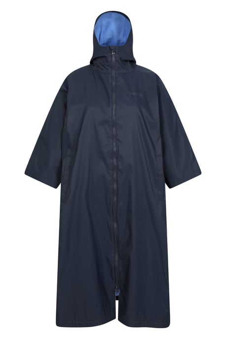 'Coastline' Women's Water Resistant Changing Robe Fleece Lined Hood Surf Poncho Navy - Image 4