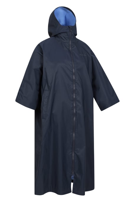 'Coastline' Women's Water Resistant Changing Robe Fleece Lined Hood Surf Poncho Navy - Image 5