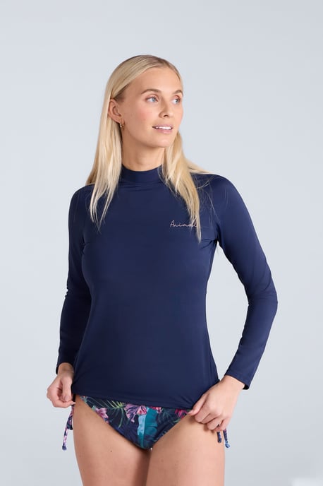 'Lillie' Women's Rash Vest Long Sleeve Sun Protection Quick Dry Swimwear Dark Blue - Image 1