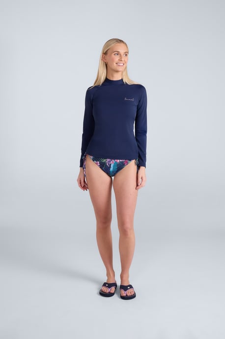 'Lillie' Women's Rash Vest Long Sleeve Sun Protection Quick Dry Swimwear Dark Blue - Image 2