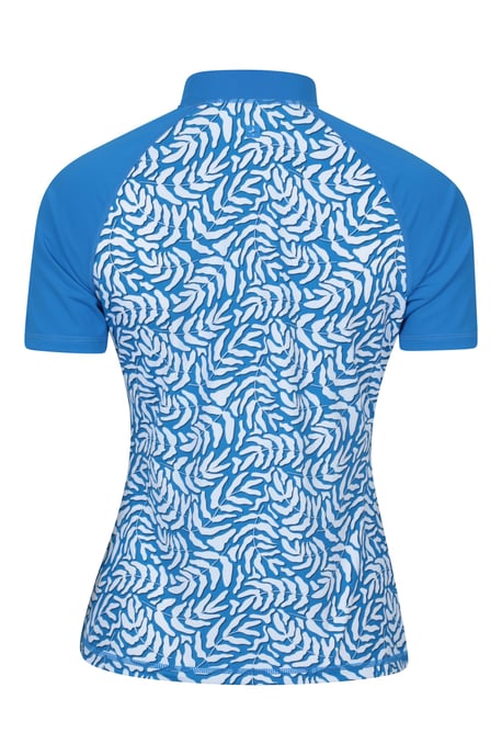 Women's Patterned Rash Vest Sun Protection Quick Dry Stretchy Swimwear Medium Blue - Image 4