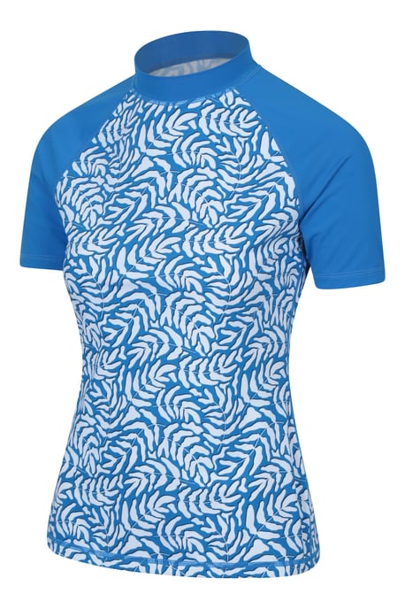 Women's Patterned Rash Vest Sun Protection Quick Dry Stretchy Swimwear Medium Blue - Image 5
