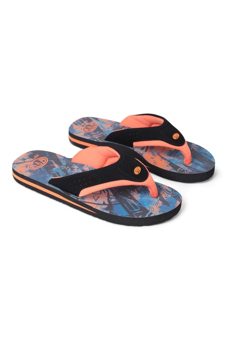 'Jekyl' Kids Flip Flops Slip On Lightweight Comfortable Walking Beach Slippers Orange - Image 6