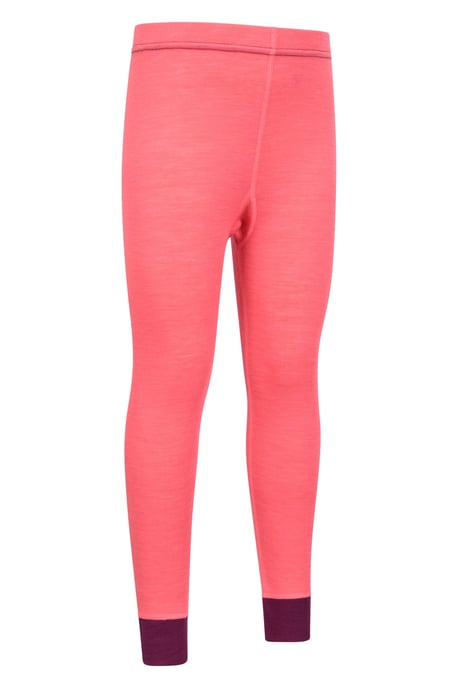 'Merino II' Kids Thermal Base Layer Trousers Breathable Winter Pants Pink - Image 2