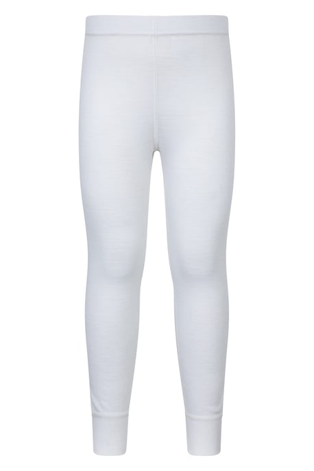 'Merino II' Kids Thermal Base Layer Trousers Breathable Winter Pants White - Image 1