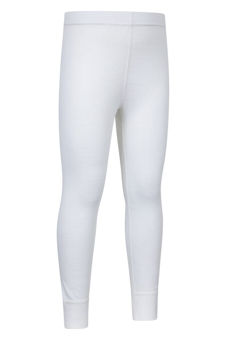 'Merino II' Kids Thermal Base Layer Trousers Breathable Winter Pants White - Image 2