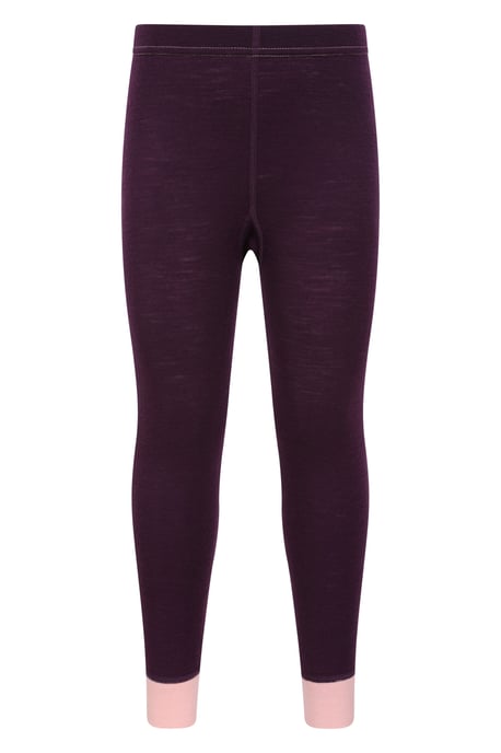 'Merino II' Kids Thermal Base Layer Trousers Breathable Winter Pants Berry - Image 1