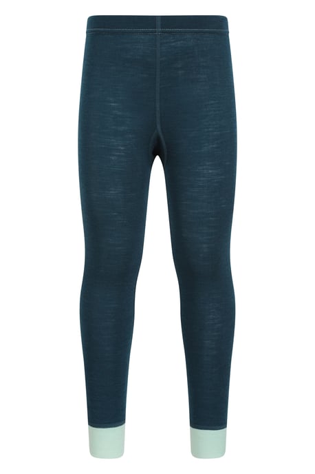 'Merino II' Kids Thermal Base Layer Trousers Breathable Winter Pants Teal - Image 1