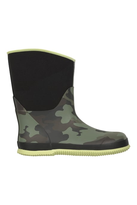 'Puddle' Kids Pull On Mucker Boots Waterproof Slip On Wellies Comfy Rain Shoes Black - Image 2
