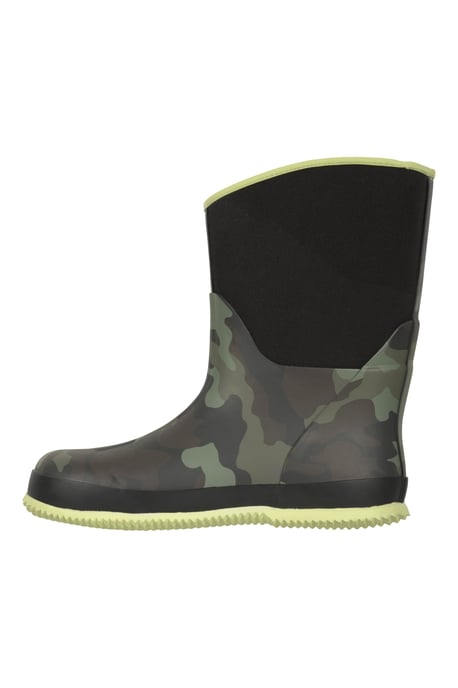 'Puddle' Kids Pull On Mucker Boots Waterproof Slip On Wellies Comfy Rain Shoes Black - Image 4