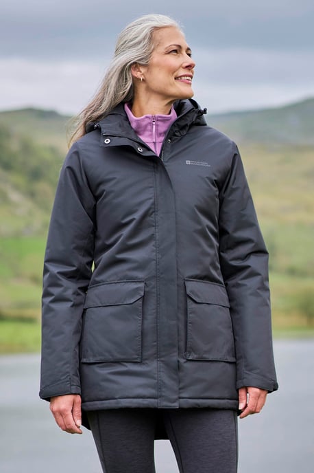 'Ranger' Women's Parka Jacket Breathable Water Resistant Padded Coat Black - Image 1