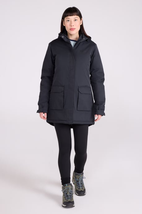 'Ranger' Women's Parka Jacket Breathable Water Resistant Padded Coat Black - Image 3