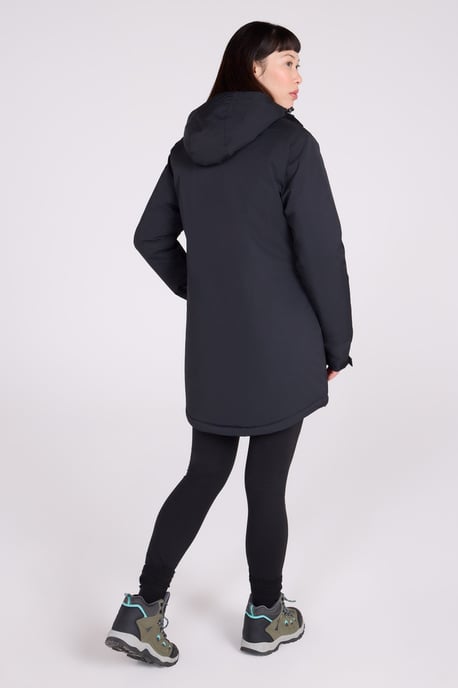 'Ranger' Women's Parka Jacket Breathable Water Resistant Padded Coat Black - Image 5
