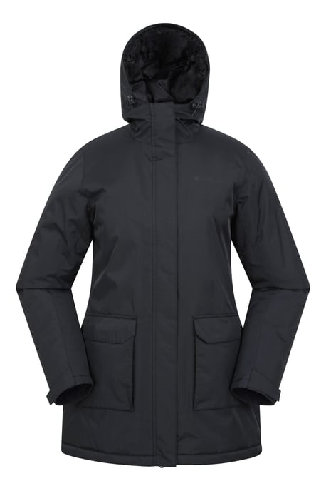 'Ranger' Women's Parka Jacket Breathable Water Resistant Padded Coat Black - Image 6