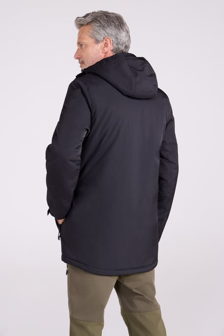 'Ranger' Men's Padded Parka Jacket with Adjustable Hood Water Resistant Coat Black - Image 3