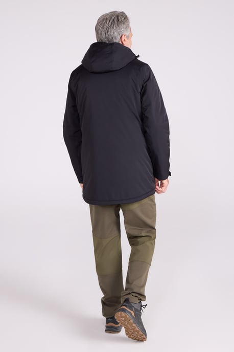 'Ranger' Men's Padded Parka Jacket with Adjustable Hood Water Resistant Coat Black - Image 4