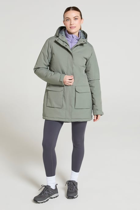 'Ranger' Women's Parka Jacket Breathable Water Resistant Padded Coat Khaki - Image 4