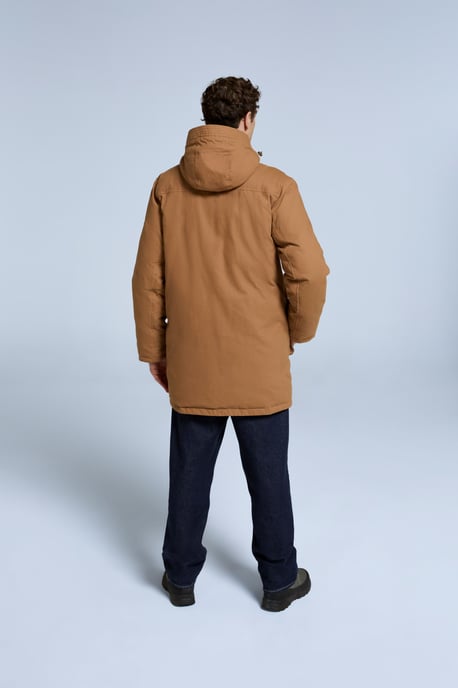 'Fistral' Men's Borg Lined Parka with Side Pockets Water Resistant Windproof Coat Tan - Image 4