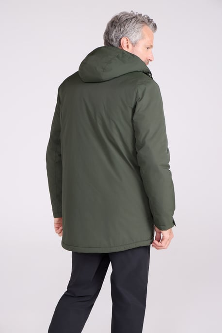 'Ranger' Men's Padded Parka Jacket with Adjustable Hood Water Resistant Coat Khaki - Image 4