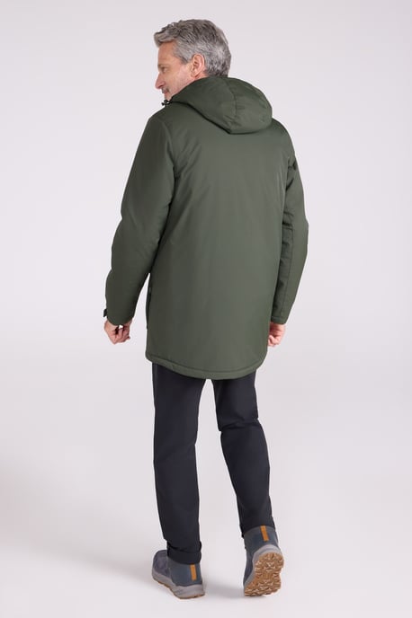 'Ranger' Men's Padded Parka Jacket with Adjustable Hood Water Resistant Coat Khaki - Image 5