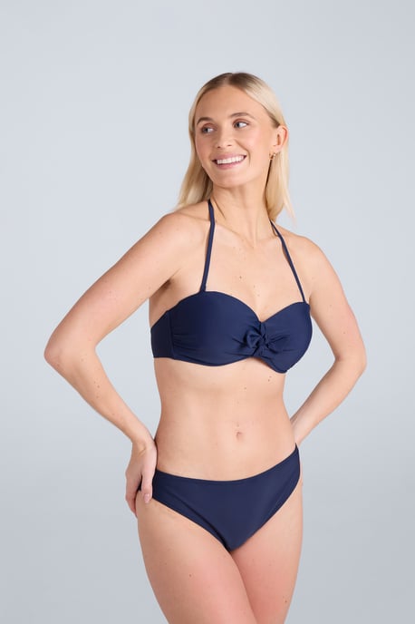 'Docks' Women's Printed Tie Front Bikini Top Summer Beach Swimwear Dark Blue - Image 2
