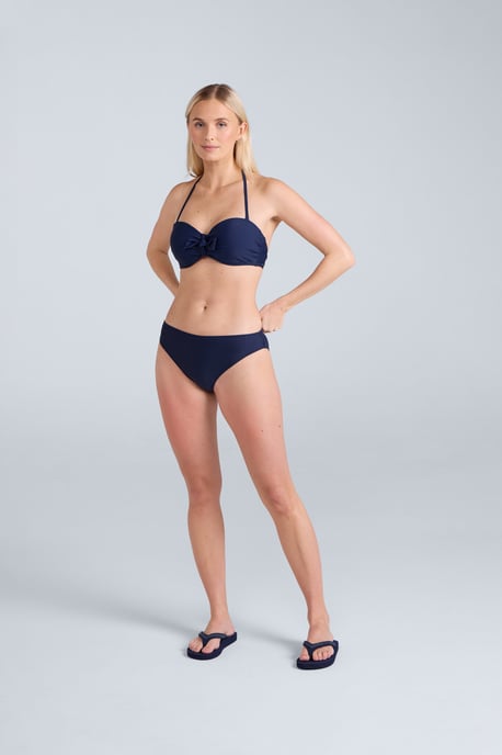 'Docks' Women's Printed Tie Front Bikini Top Summer Beach Swimwear Dark Blue - Image 3