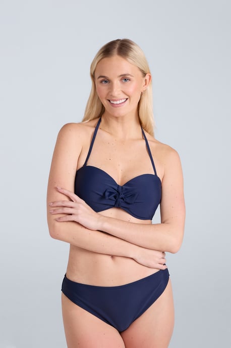 'Docks' Women's Printed Tie Front Bikini Top Summer Beach Swimwear Dark Blue - Image 5