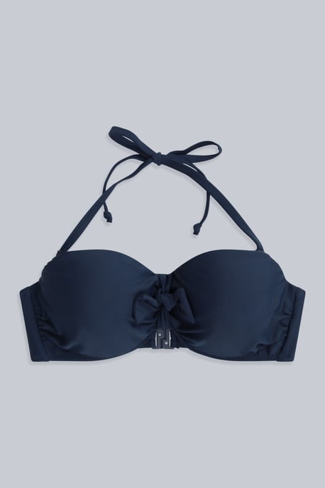 'Docks' Women's Printed Tie Front Bikini Top Summer Beach Swimwear Dark Blue - Image 6