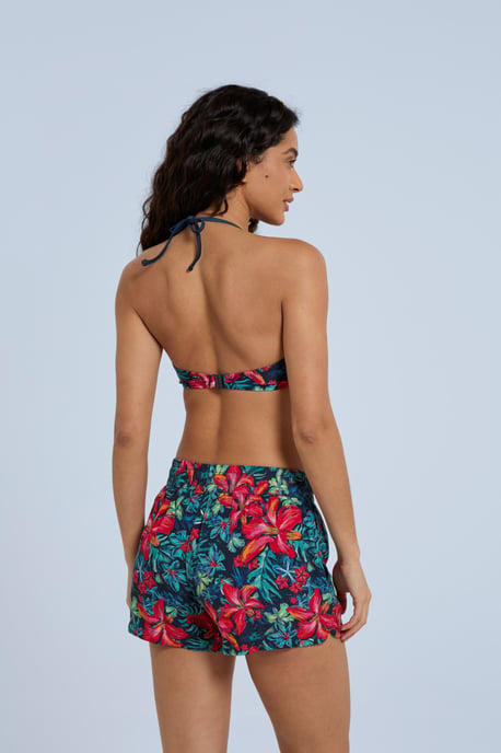 'Docks' Women's Printed Tie Front Bikini Top Summer Beach Swimwear Red - Image 3