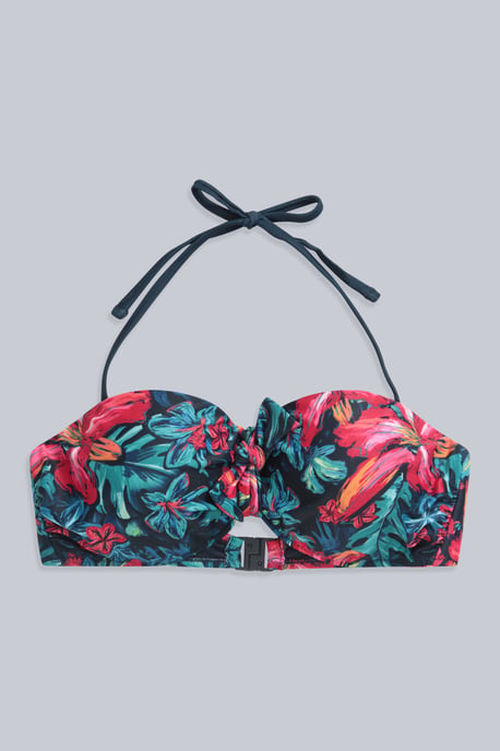 'Docks' Women's Printed Tie Front Bikini Top Summer Beach Swimwear Red - Image 6