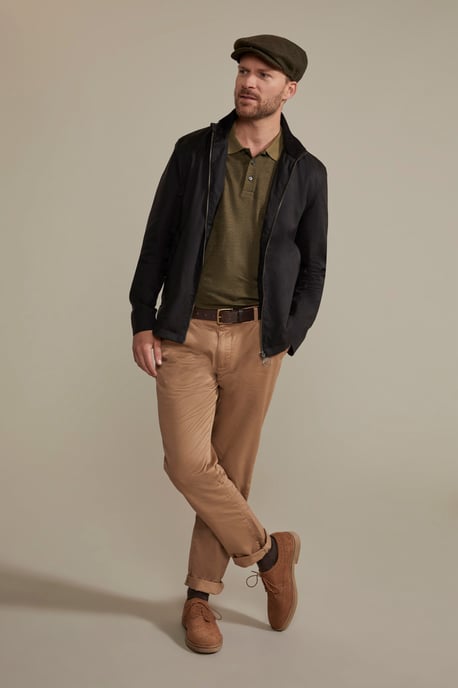'Porthleven' Men's Waxed Harrington Jacket Funnel Neck Everyday Coat Black - Image 3