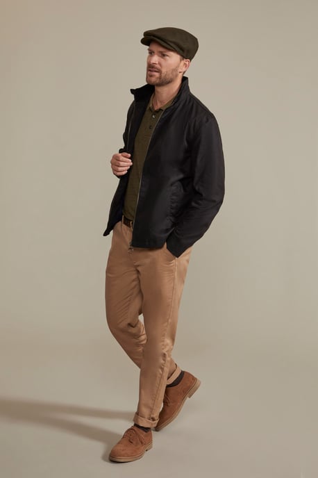 'Porthleven' Men's Waxed Harrington Jacket Funnel Neck Everyday Coat Black - Image 4
