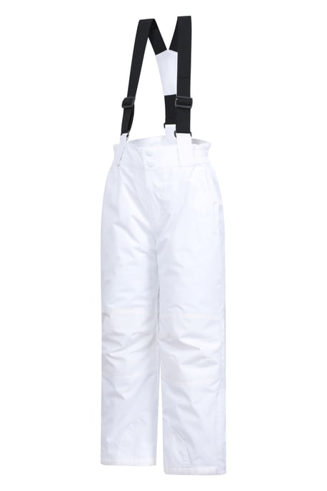 'Honey' Kids Snow Pants Snow Proof Warm Elasticated Waist Winter Ski Trousers White - Image 4