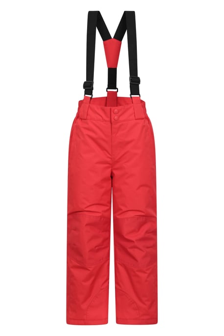 'Raptor' Kids Snow Pants Warm Snow Proof Elastic Waistband Winter Ski Trousers Red - Image 1