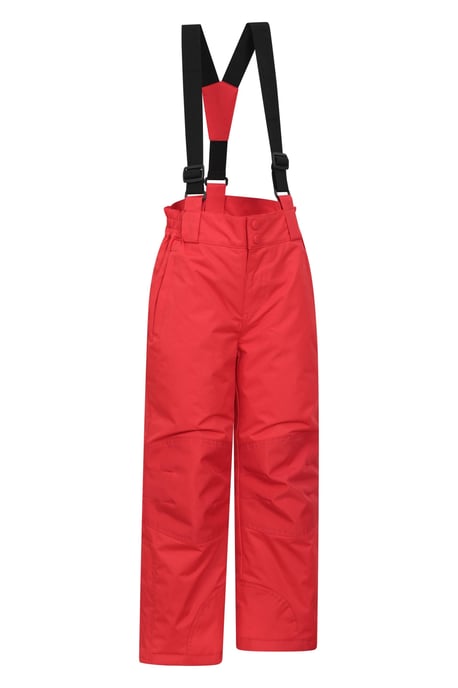 'Raptor' Kids Snow Pants Warm Snow Proof Elastic Waistband Winter Ski Trousers Red - Image 2