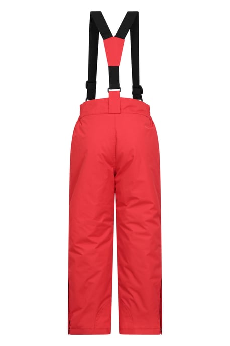 'Raptor' Kids Snow Pants Warm Snow Proof Elastic Waistband Winter Ski Trousers Red - Image 3