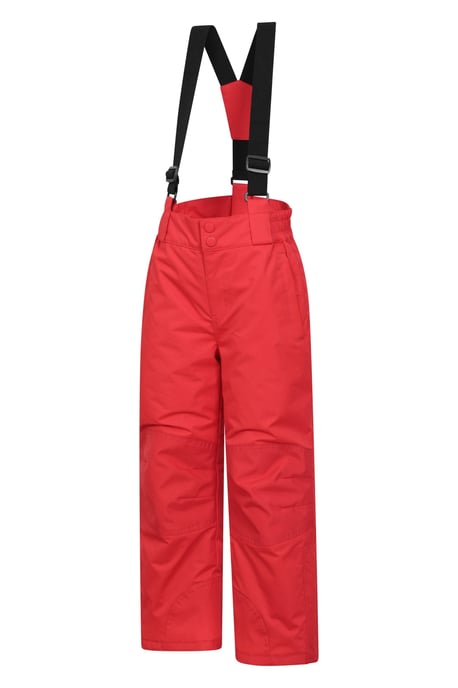 'Raptor' Kids Snow Pants Warm Snow Proof Elastic Waistband Winter Ski Trousers Red - Image 4