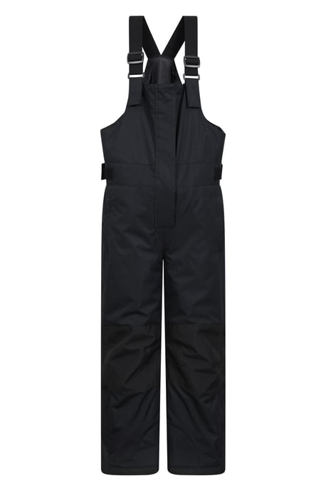 'Hakuba' Kids Ski Pants Water Resistant Elastic Waist Winter Snow Salopettes Black - Image 1