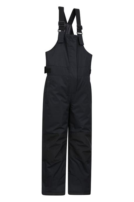 'Hakuba' Kids Ski Pants Water Resistant Elastic Waist Winter Snow Salopettes Black - Image 2