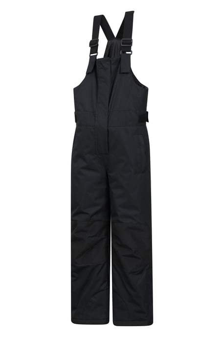 'Hakuba' Kids Ski Pants Water Resistant Elastic Waist Winter Snow Salopettes Black - Image 4