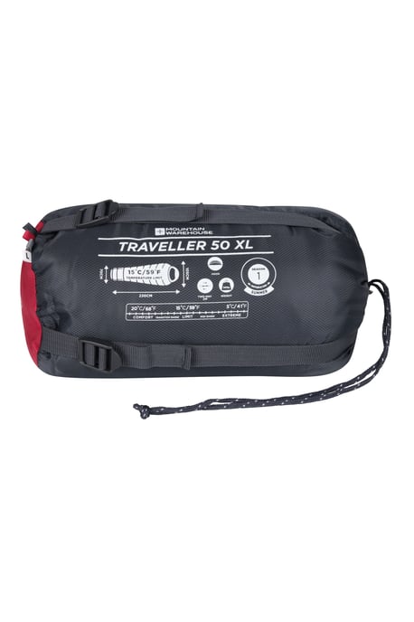 'Traveller 50' Sleeping Bag Mummy Shape Windproof Breathable Camping Accessory Red - Image 4