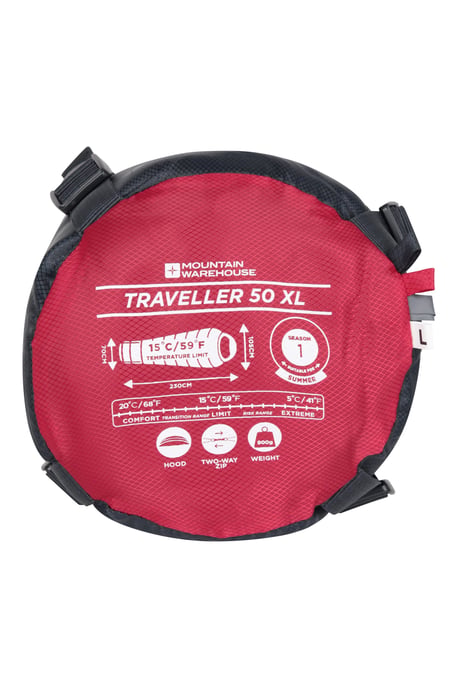 'Traveller 50' Sleeping Bag Mummy Shape Windproof Breathable Camping Accessory Red - Image 6