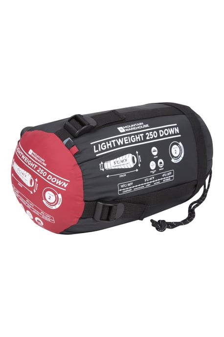 'Extreme Lightweight Down' Unisex Sleeping Bag with Hood Mummy Shape Camping Accessory Red - Image 6