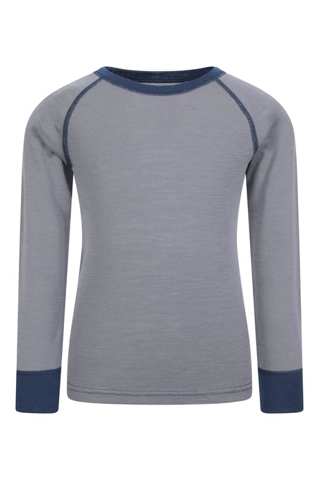 'Merino II' Kids Thermal Base Layer Top Long Sleeve Quick Wicking Grey - Image 1